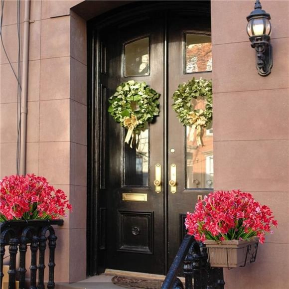 8Bundles Artificial Daffodils Flowers Fake Artificial Greenery UV Resistant(Red) - Picture 4 of 7